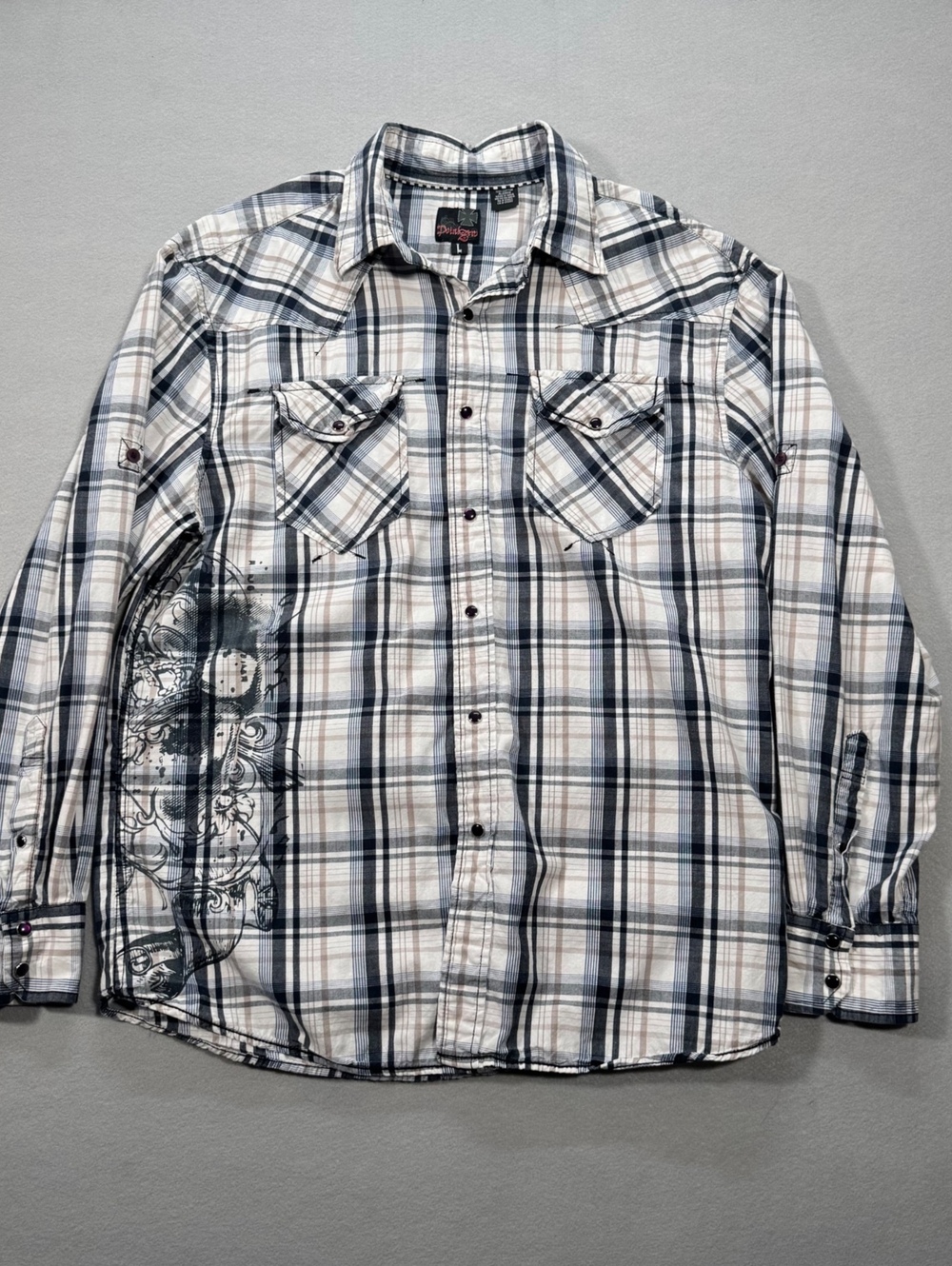 Point Zero Mens Checkered Long Sleeve Shirt L